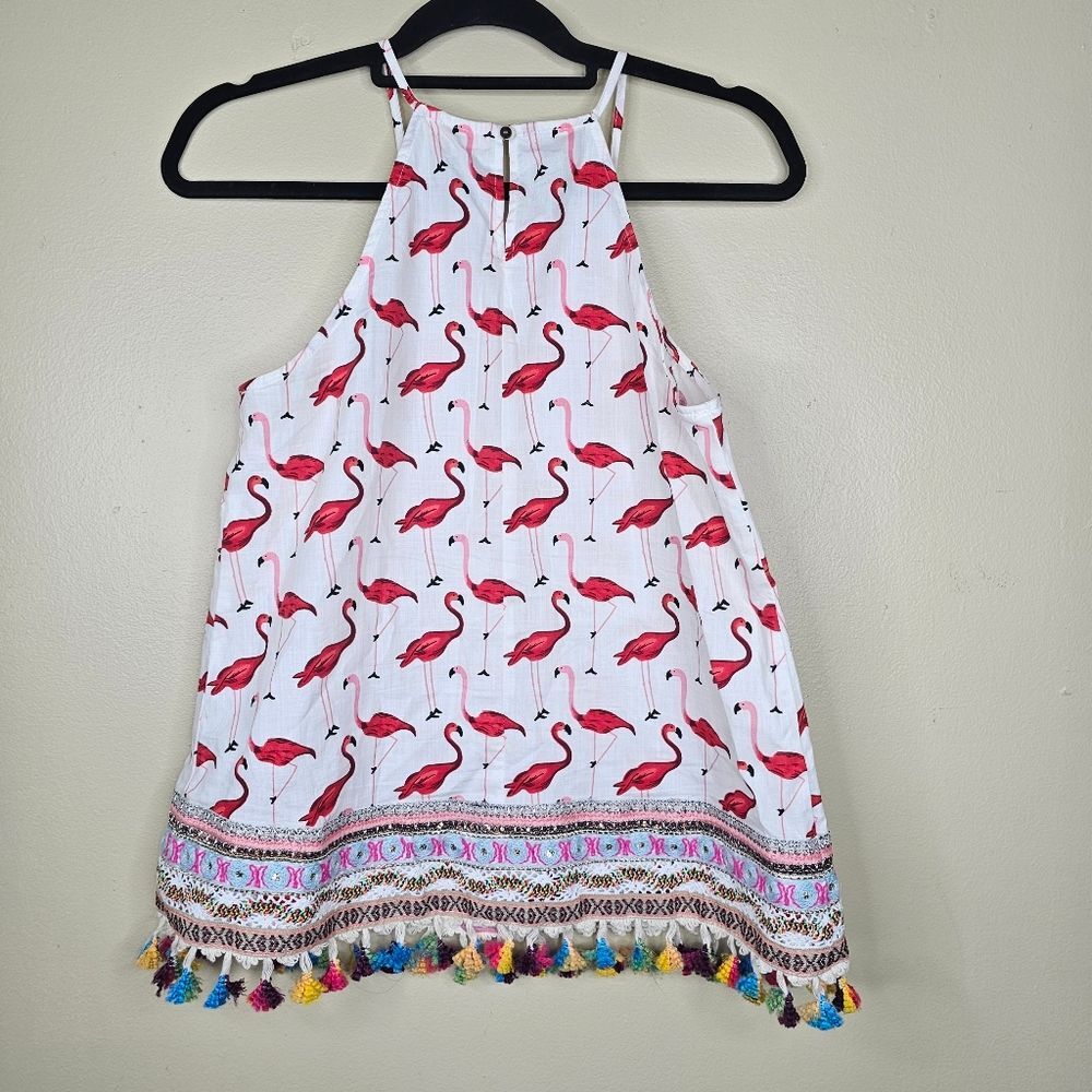 ENTRO FLAMINGO TASSEL TOP size M NWOT